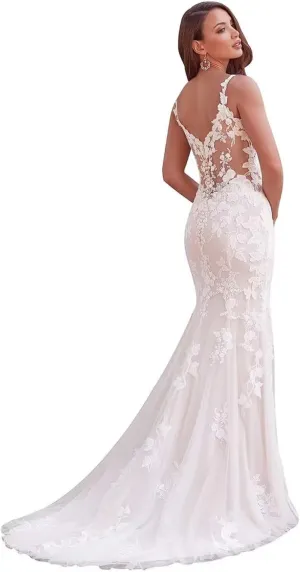 zcbang Mermaid Wedding Dresses for Bride 2025 White Beach Boho Lace Bridal Gowns with Train