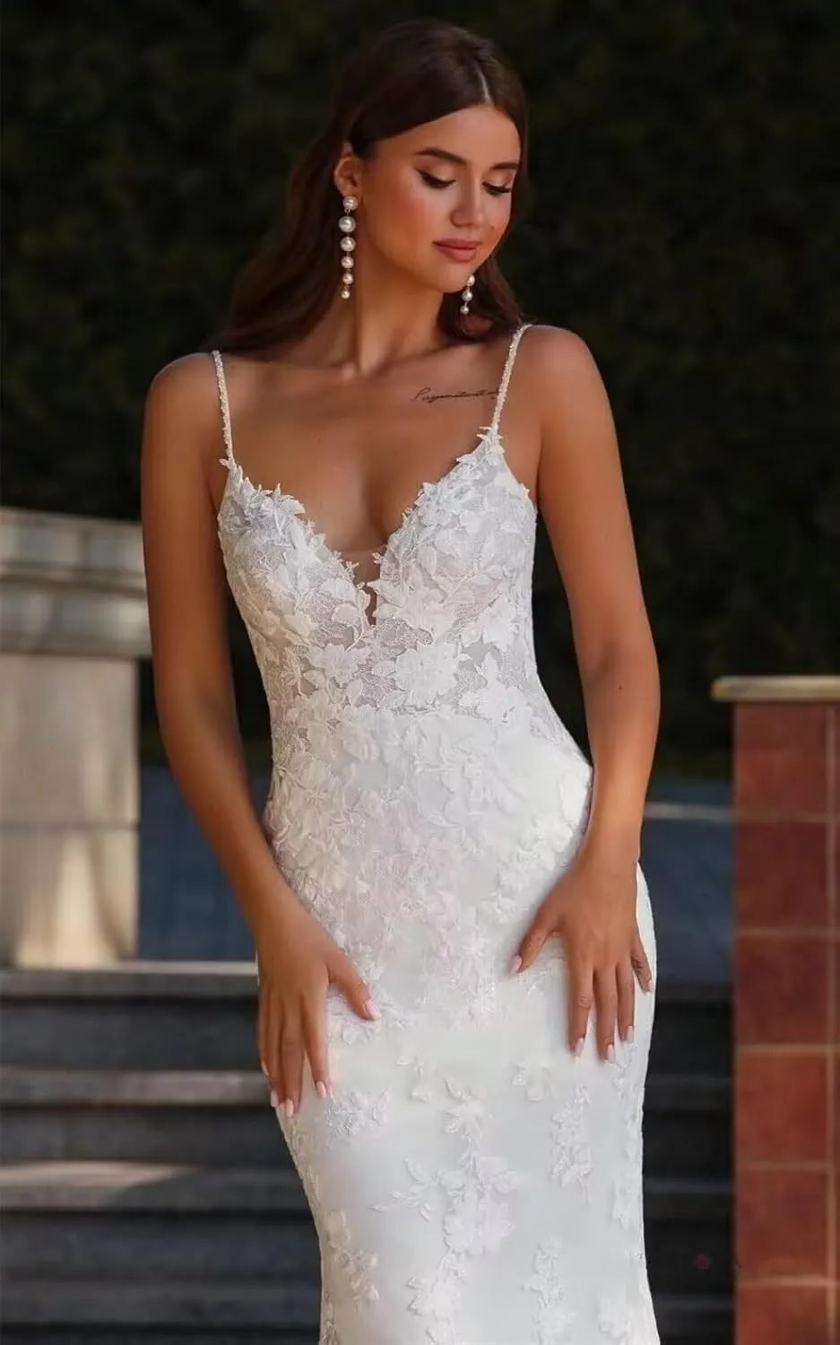 zcbang Mermaid Wedding Dresses for Bride 2025 White Beach Boho Lace Bridal Gowns with Train